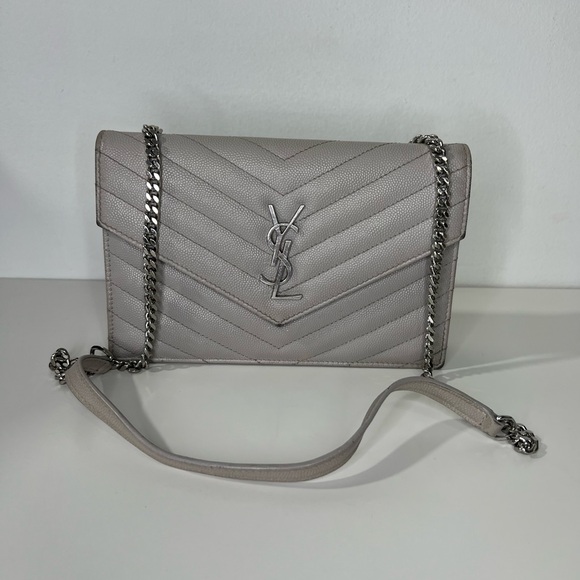 Saint Laurent YSL Cassandre Envelope WOC Wallet on Chain Leather Bag Purse - Picture 7 of 16